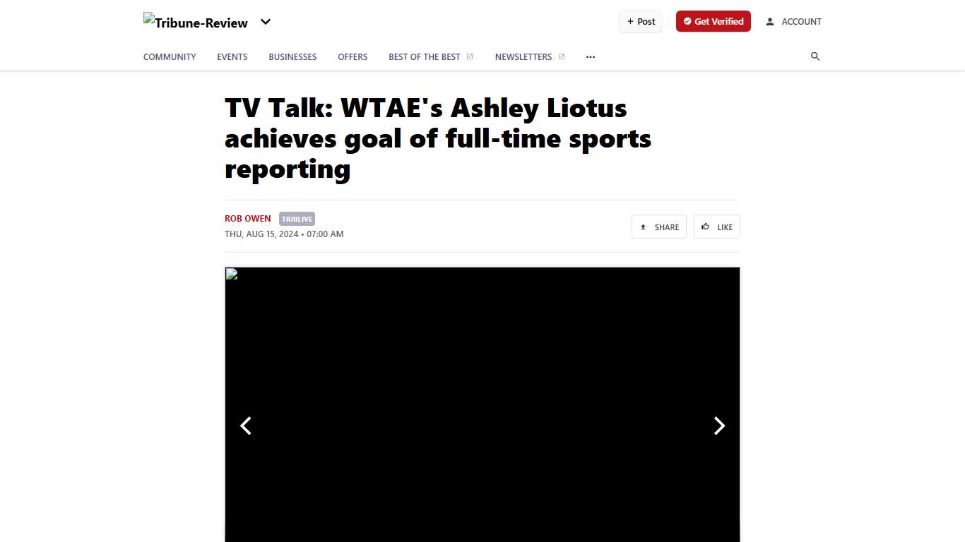 TV Talk: WTAE's Ashley Liotus achieves goal of full-time sports reporting